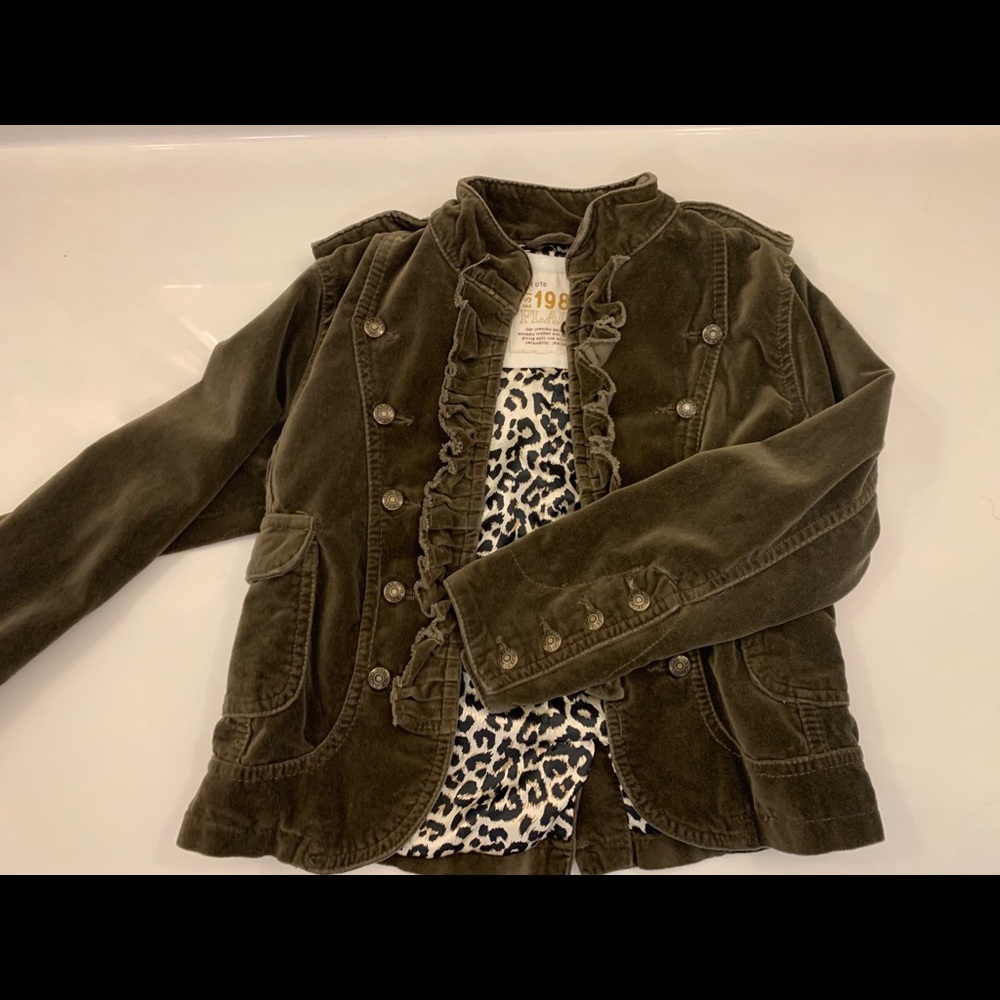 girls olive green cheetah jacket